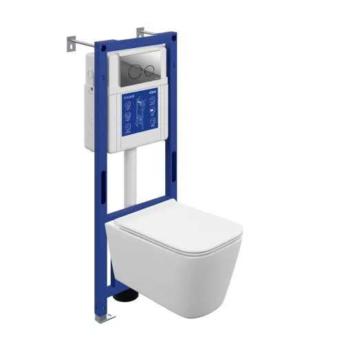 Комплект CREA VORTEX DPL EO slim инсталляция AQUA 40 SMART M кнопка TWINS пластик хром глянцевый A69475, Cersanit