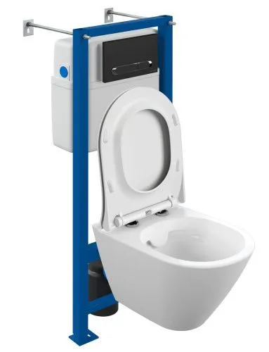 Комплект CITY SMART CO DPL EO slim инсталляция VECTOR кнопка ESTETICA пластик черный матовый с рамкой хром A68305, Cersanit