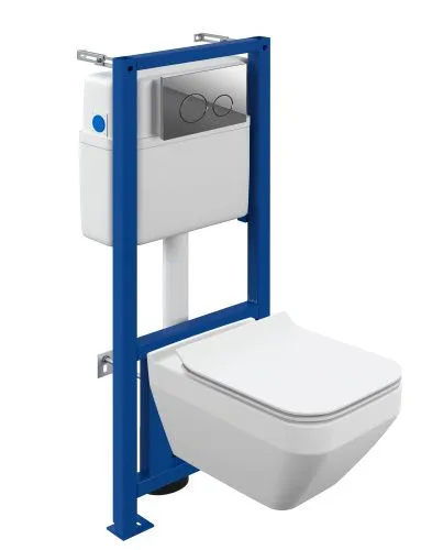 Комплект CREA SQUARE CO DPL EO slim инсталляция LINK PRO кнопка TWINS пластик хром глянцевый A64443, Cersanit