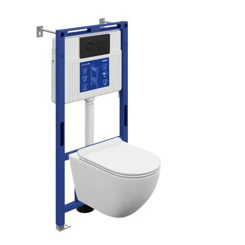 Комплект BRASKO VORTEX DPL EO slim инсталляция AQUA 50 PRIME P кнопка ACCENTO CIRCLE пластик черный матовый A69478, Cersanit