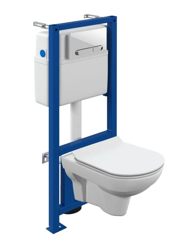 Комплект CITY CO DPL EO slim инсталляция LINK PRO кнопка ESTETICA пластик белый с рамкой хром A64277, Cersanit