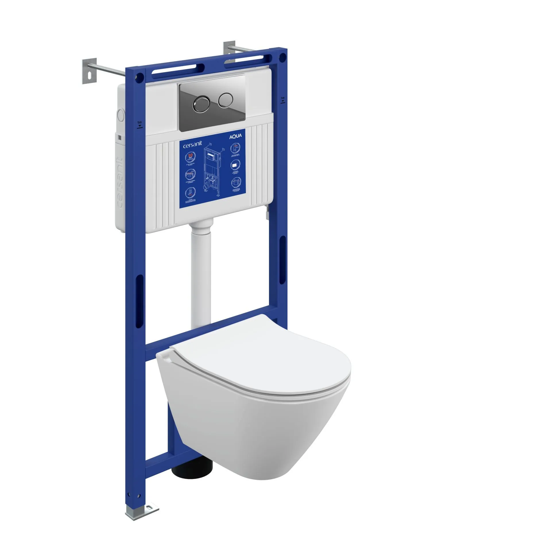 Комплект CITY SMART DPL EO slim инсталляция AQUA 50 PRIME P кнопка ACCENTO CIRCLE пластик хром глянцевый LP A69325, Cersanit