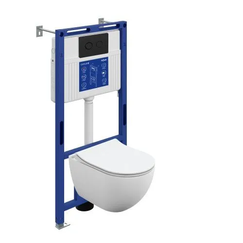Комплект BRASKO SMART DPL EO slim инсталляция AQUA 50 PRIME P кнопка ACCENTO CIRCLE пластик черный матовый LP A69321, Cersanit