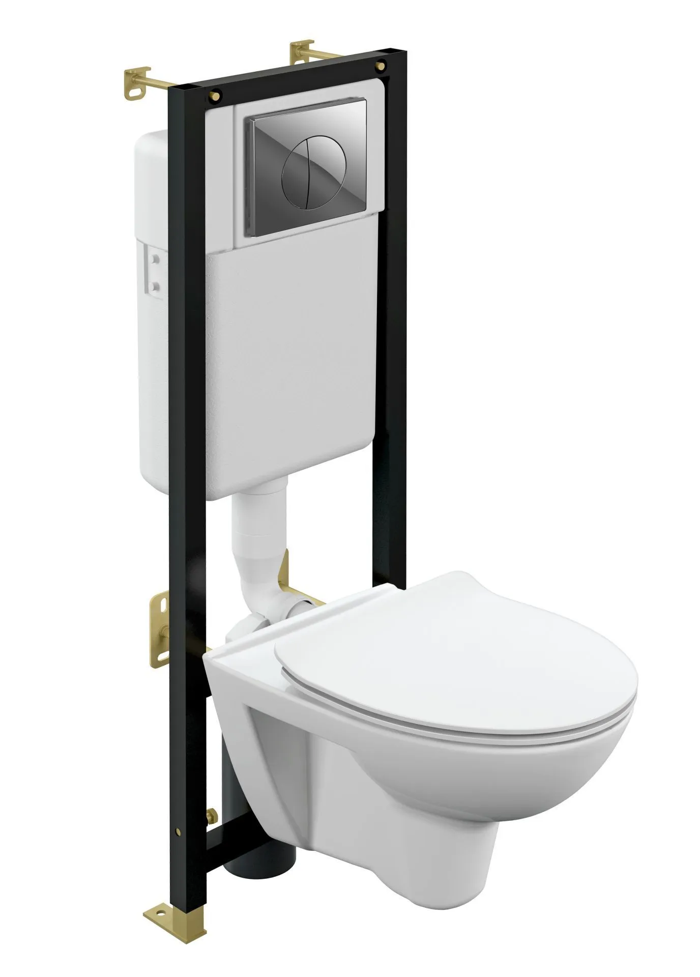Комплект PARVA CO DPL EO slim инсталляция BLACK кнопка LEON пластик хром глянцевый A64231, Cersanit