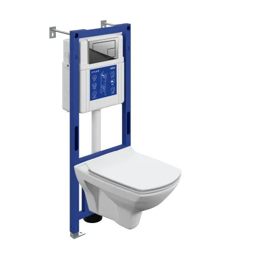 Комплект CARINA XL DPL EO slim инсталляция AQUA 40 SMART M кнопка CORNER пластик пластик хром глянцевый A69310, Cersanit