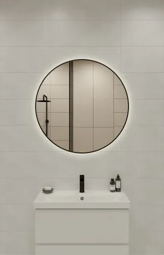 Зеркало ECLIPSE smart 90x90 с подсветкой круглое в черной рамке A64148, Cersanit