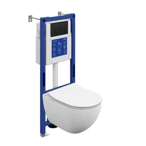 Комплект BRASKO SMART DPL EO slim инсталляция AQUA 40 SMART M кнопка TWINS пластик черный матовый LP A69333, Cersanit