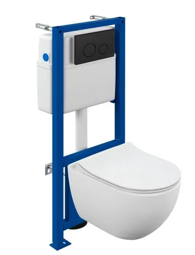 Комплект BRASKO SMART CO DPL EO slim инсталляция LINK PRO кнопка TWINS пластик черный матовый LP A68268, Cersanit