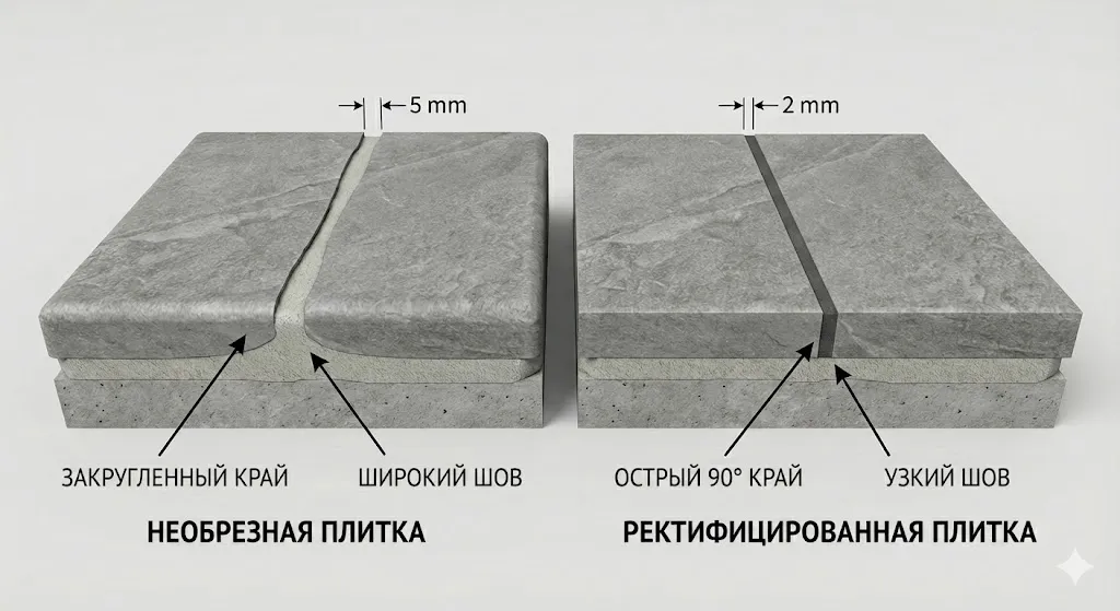 Ректифицированная плитка и керамогранит: что это такое, плюсы, минусы и секреты «бесшовной» укладки