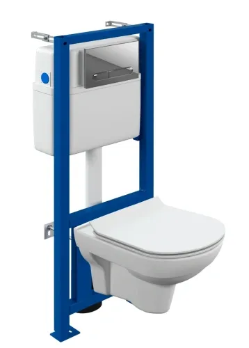 Комплект CITY CO DPL EO slim инсталляция LINK PRO кнопка ESTETICA пластик хром глянцевый​ A64121, Cersanit