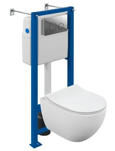 Комплект BRASKO SMART CO DPL EO slim инсталляция VECTOR кнопка TWINS пластик хром глянцевый A68302, Cersanit
