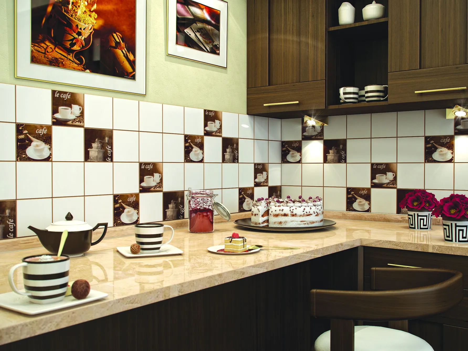 Коллекция плитки Кофейня (Kofeynya) 25х40, Pieza ROSA