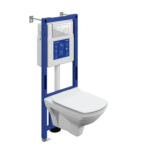 Комплект CARINA XL DPL EO slim инсталляция AQUA 40 SMART M кнопка CORNER пластик белый A69297, Cersanit
