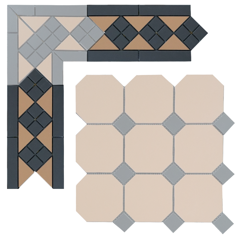 Бордюр метлахской плитки Петергоф светло-кирпичный (032/013) 30,9х15,8, Keramark (Керамарк)