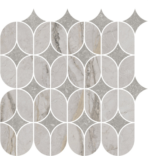 Декор KMD2HID004BR Ифран наборный серый светлый глянцевый обрезной 30x32,5x0,9, Kerama Marazzi (Керама Марацци)