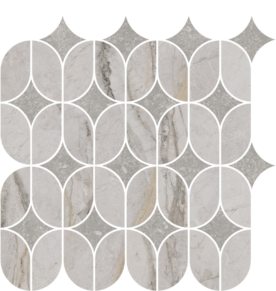 Декор KMD2HID004BR Ифран наборный серый светлый глянцевый обрезной 30x32,5x0,9, Kerama Marazzi (Керама Марацци)