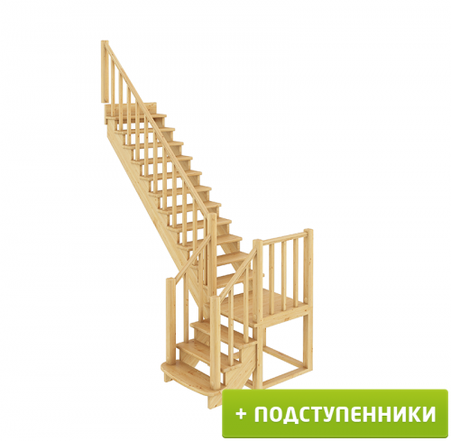 Лестница К-022м Л с подступенками сосна (7 уп), Profi&amp;Hobby