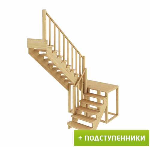 Лестница К-004м/4 Л с подступенками сосна (7 уп), Profi&amp;Hobby