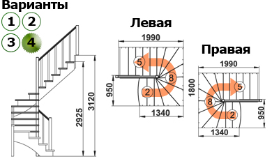 Лестница К-003м/4 П с подступенками сосна (6 уп), Profi&Hobby