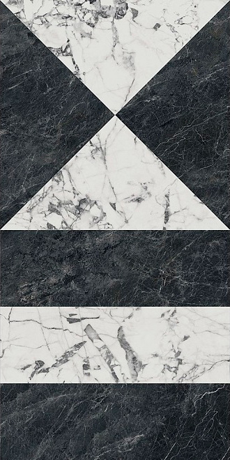 Керамогранит SG565422R Бьянко Неро белый чёрный лаппатированный обрезной 60x119,5x0,9, Kerama Marazzi (Керама Марацци)