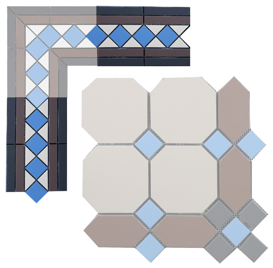 Бордюр метлахской плитки Пушкин кофе с молоком (005/006/008/013) 30,6х16, Keramark (Керамарк)