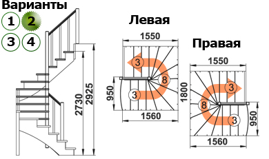 Лестница К-003м/2 П с подступенками сосна (6 уп), Profi&Hobby