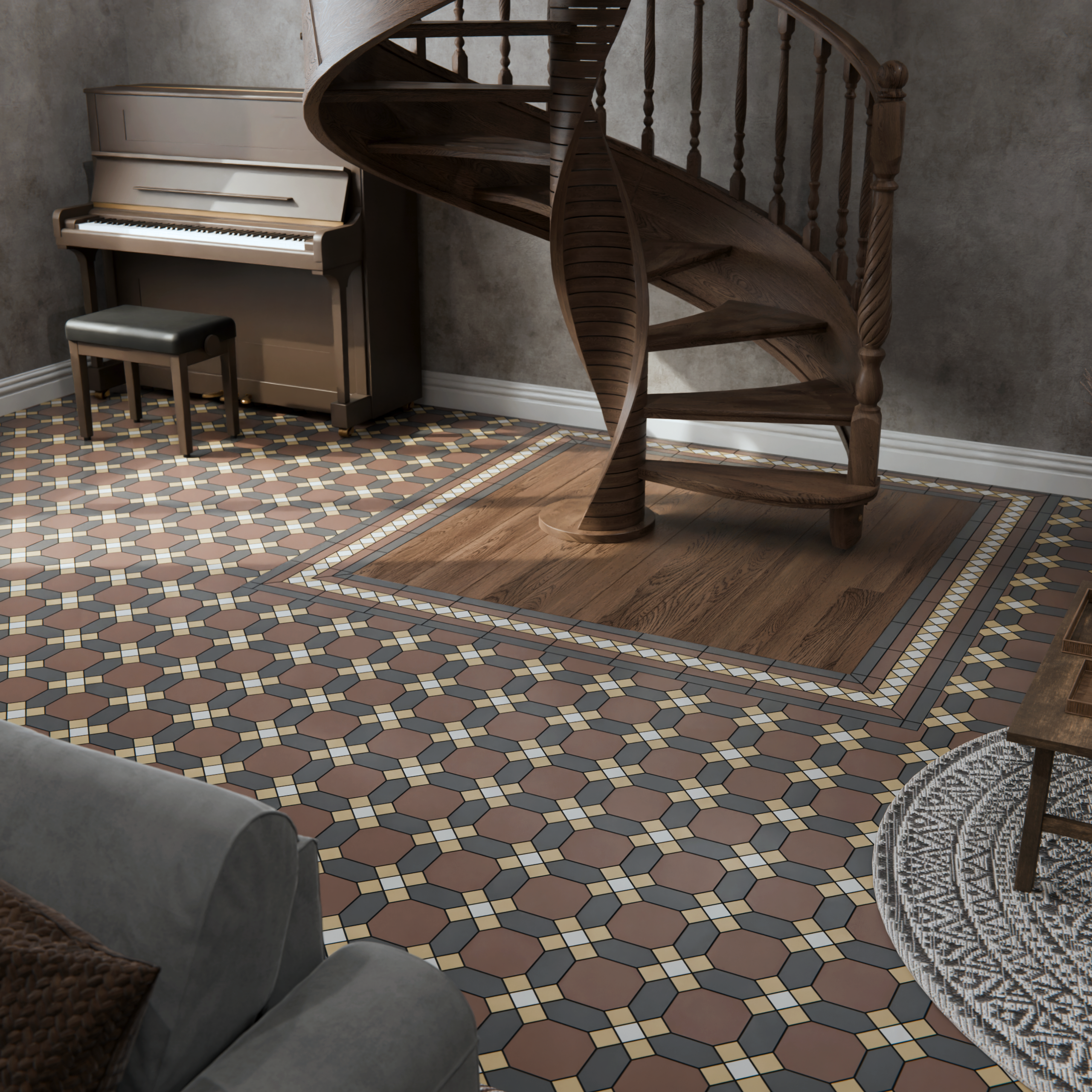 Коллекция метлахской плитки Гатчина шоколад 29,9х29,9, Keramark (Керамарк)