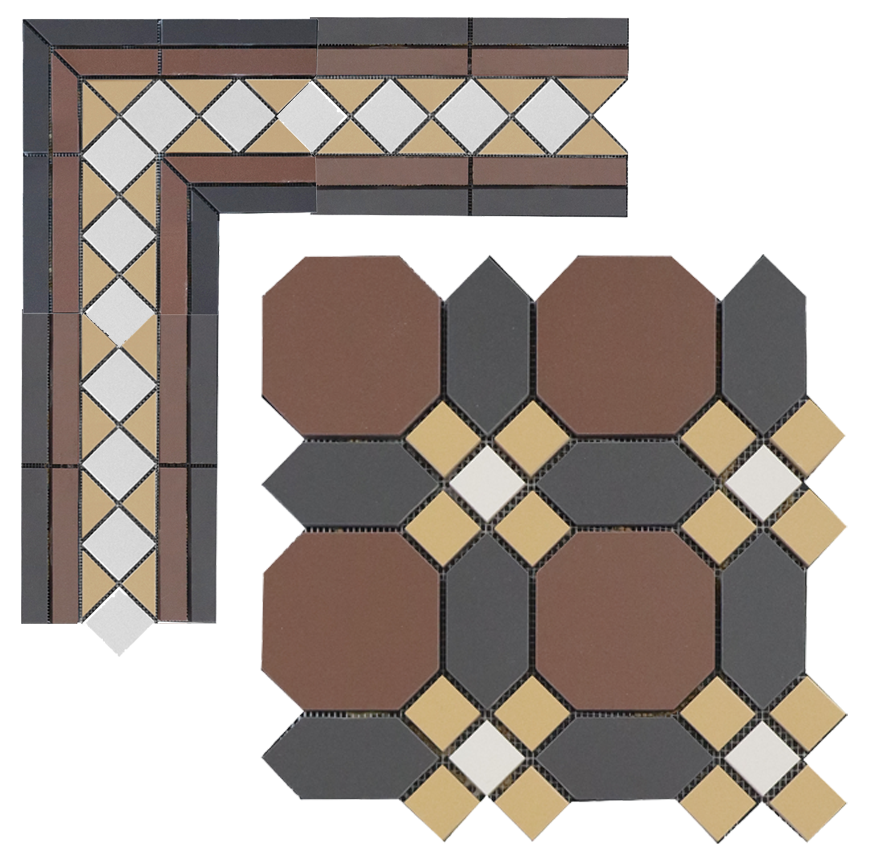 Метлахская плитка Гатчина плитка-модуль шоколад (006/013/015/001) 29,9х29,9, Keramark (Керамарк)