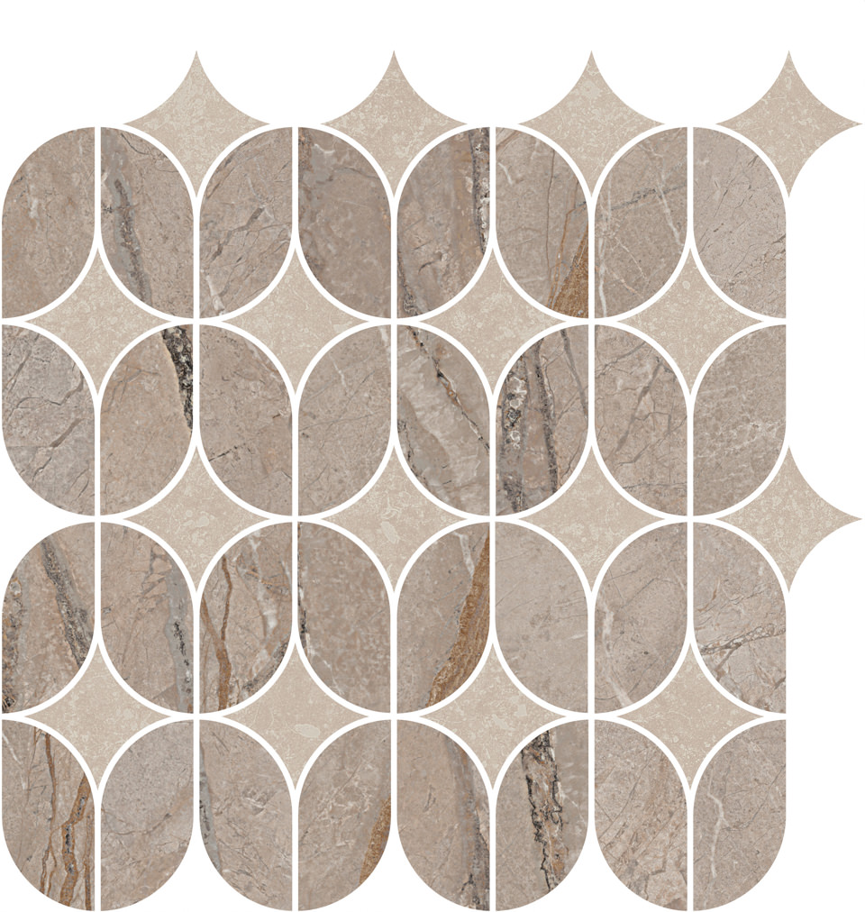 Декор KMD2HID014BR Ифран наборный бежевый светлый глянцевый обрезной 30x32,5x0,9, Kerama Marazzi (Керама Марацци)