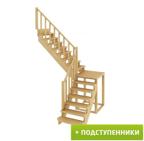 Лестница К-002м/4 Л сосна с подступенками (7 уп), Profi&amp;Hobby