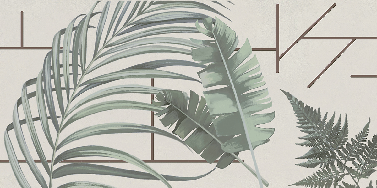 Декор 588012004 Azolla (Азолла) 3 зеленый 20,1х40,5, Azori (Азори)