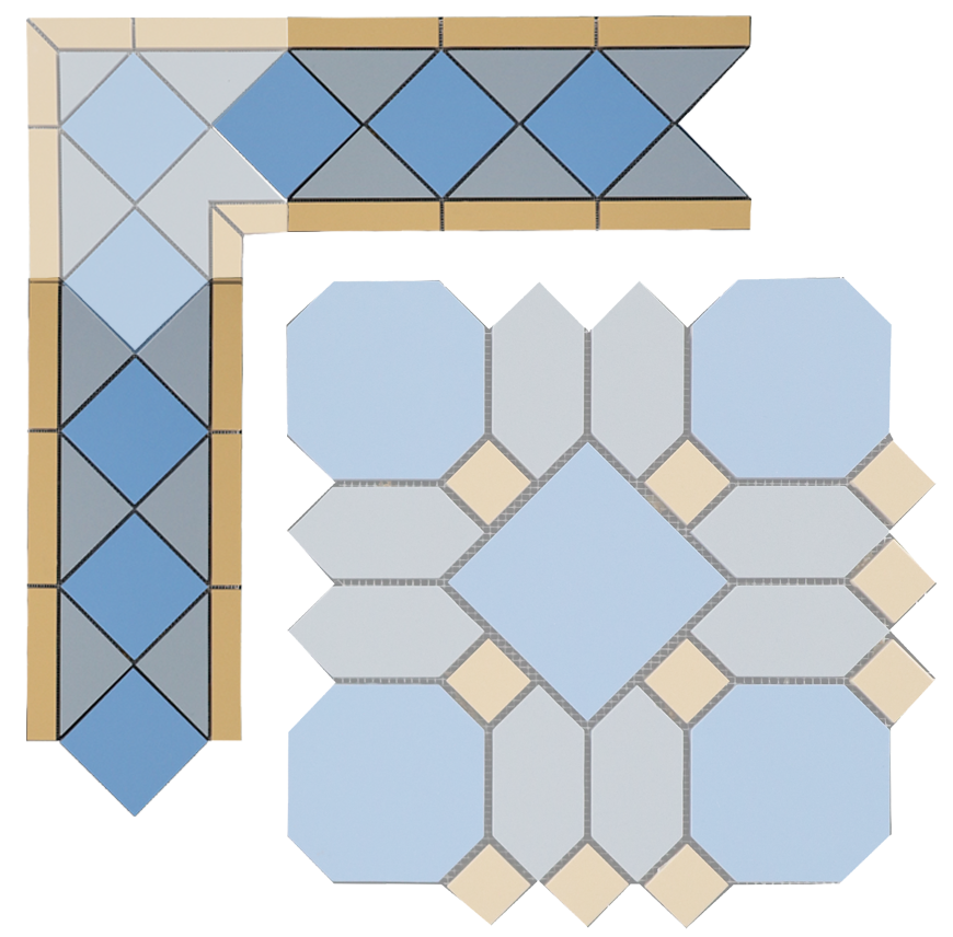 Бордюр метлахской плитки Павловск синий (012/008/015) 30,9х15,8, Keramark (Керамарк)