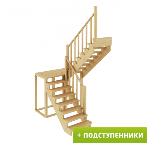 Лестница К-004м/1 П с подступенками сосна (7 уп), Profi&amp;Hobby