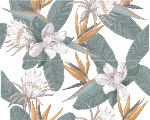 Панно 00-00000702 Калакатта Айвори (Calacatta Ivori) Strelitzia (2 шт) - 6 комл 50,5х40,2, Azori (Азори)