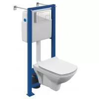 Комплект CARINA XL CO DPL EO slim инсталляция VECTOR кнопка CORNER пластик белый A64119, Cersanit