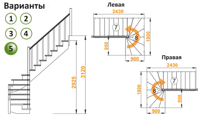 Лестница К-003м/5 Л с подступенками сосна (6 уп), Profi&Hobby