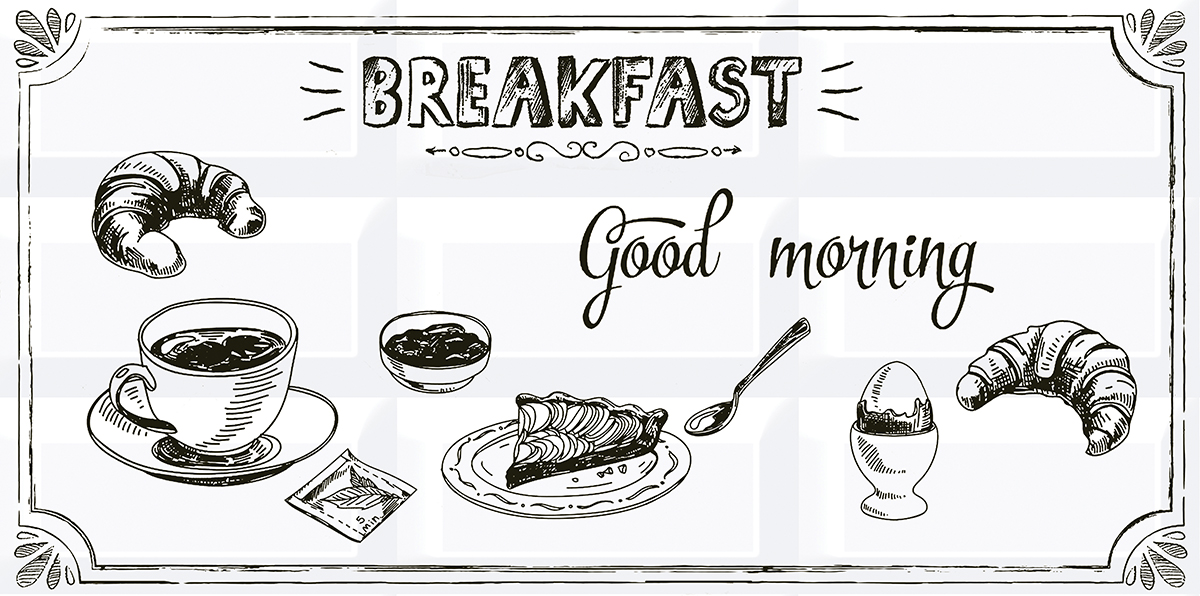 Декор 583012011 Vogue (Вог) Breakfast 1 белый 20,1х40,5, Azori (Азори)