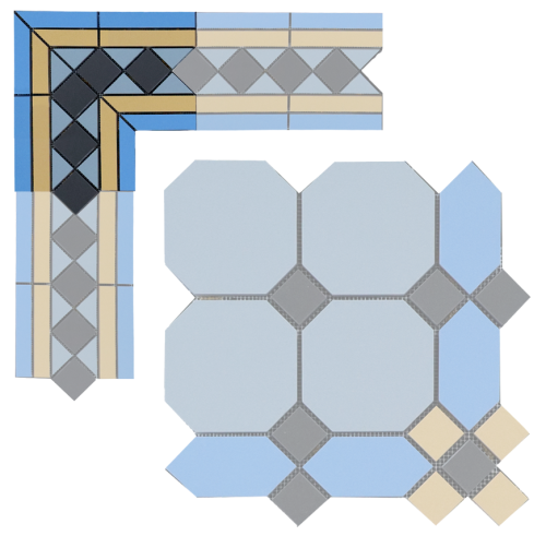 Угловой элемент метлахской плитки Пушкин голубой (008/012/015/013) 20,8х20,8х16, Keramark (Керамарк)