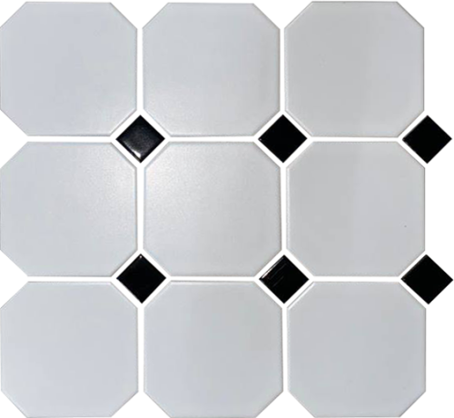 Метлахская плитка Стрельна белый/черный 30х30, Keramark (Керамарк)