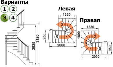 Лестница К-003м/3 Л сосна с подступенками (6 уп), Profi&amp;Hobby