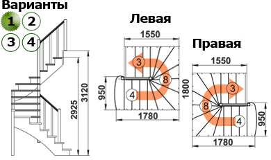 Лестница К-003м/1 П сосна с подступенками (6 уп), Profi&Hobby