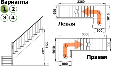 Лестница К-002м/1 Л c подступенками сосна (6 уп), Profi&Hobby