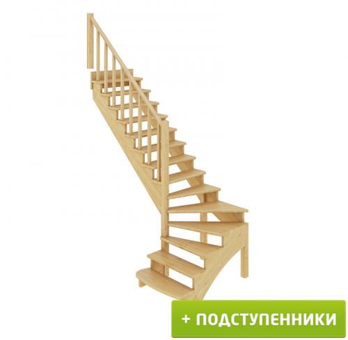 Лестница К-001м/1 Л c подступенками сосна (6уп), Profi&amp;Hobby