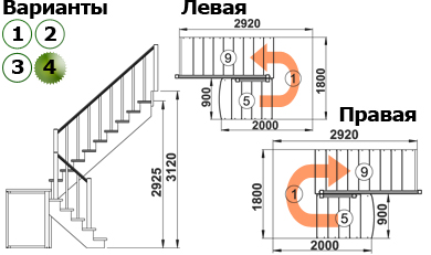 Лестница К-004м/4 Л с подступенками сосна (7 уп), Profi&Hobby