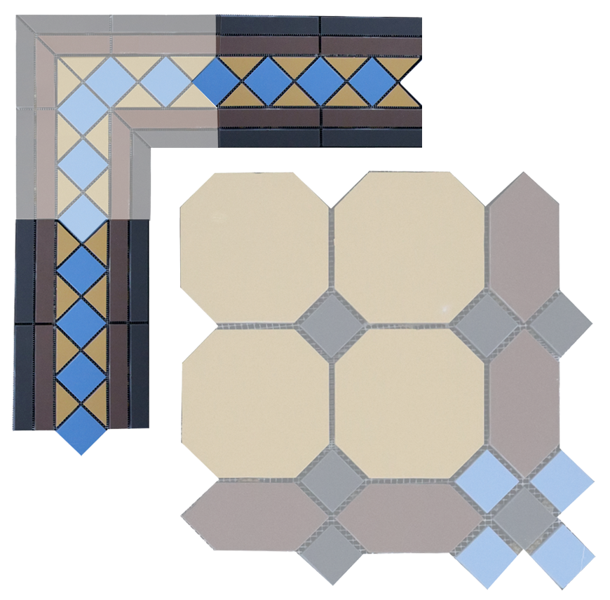 Бордюр метлахской плитки Пушкин горчичный (015/006/012/013) 30,6х16, Keramark (Керамарк)