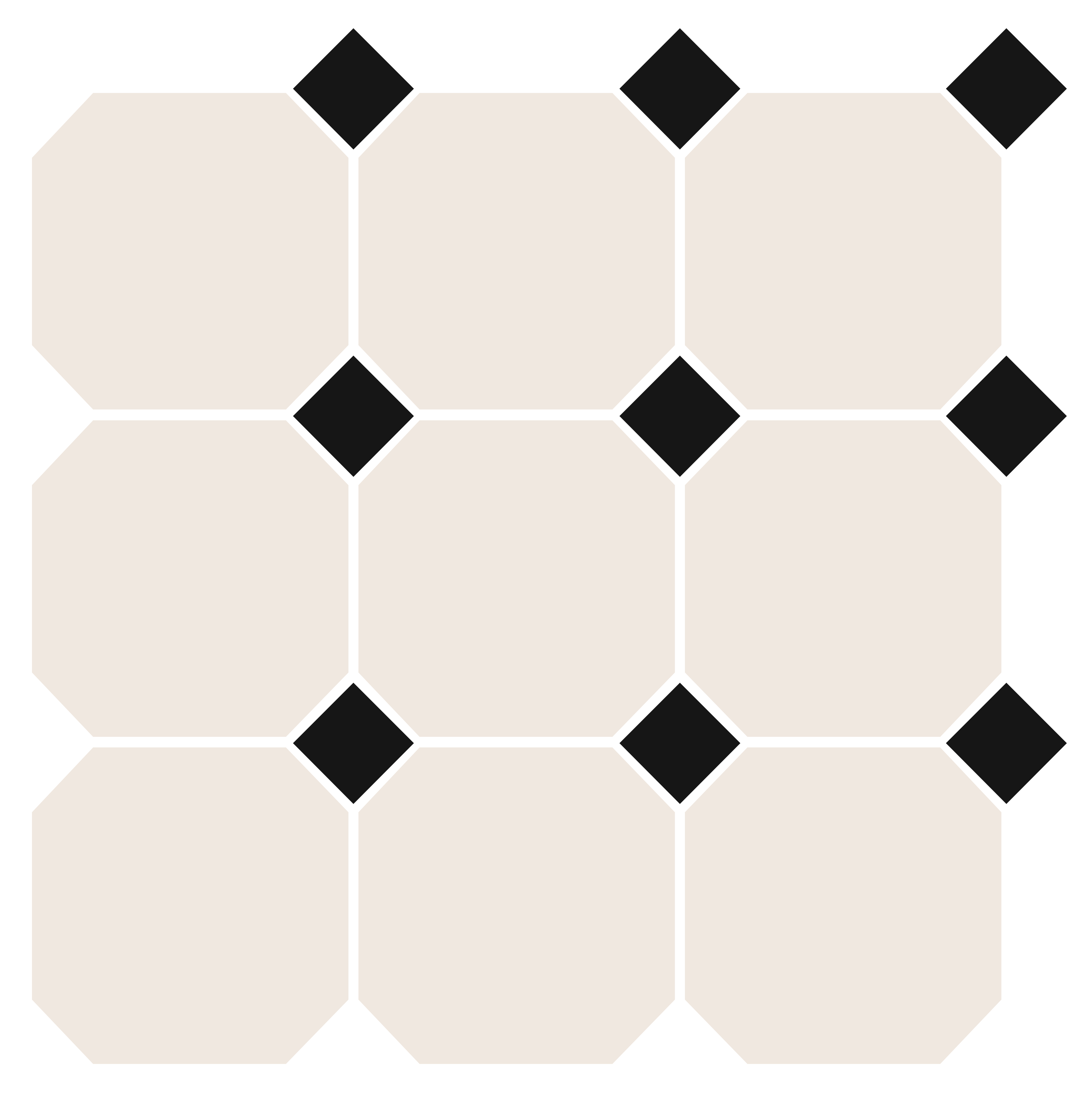 Метлахская плитка Стрельна белый/черный 30х30, Keramark (Керамарк)