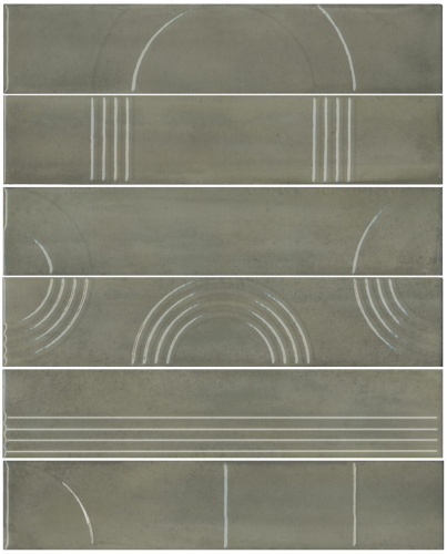 Панно KMP3STA003RN6X Мажорель зелёный глянцевый (из 6 частей 6х28,5) 36x28,5x1, Kerama Marazzi (Керама Марацци)