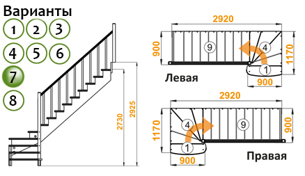 Лестница К-001м/7 Л c подступенками сосна (6 уп), Profi&amp;Hobby