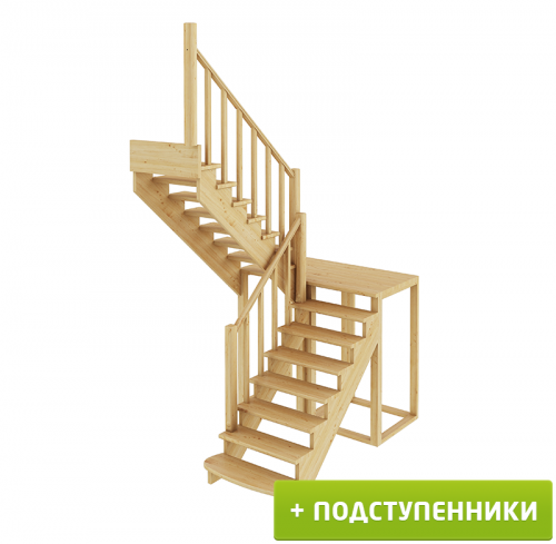 Лестница К-004м/1 Л с подступенками сосна (7 уп), Profi&amp;Hobby