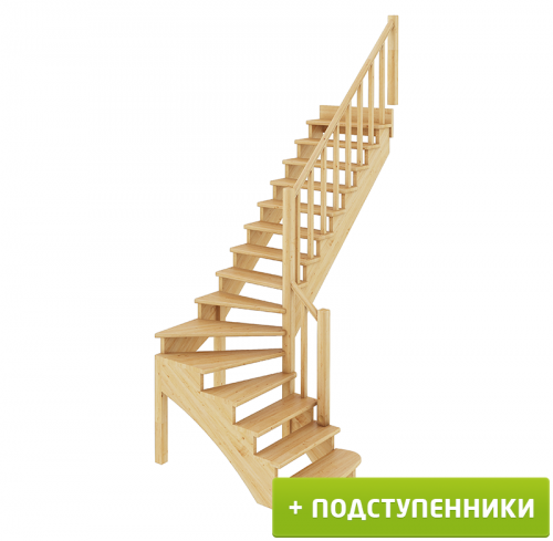 Лестница К-001м/4 П c подступенками сосна (7уп), Profi&amp;Hobby